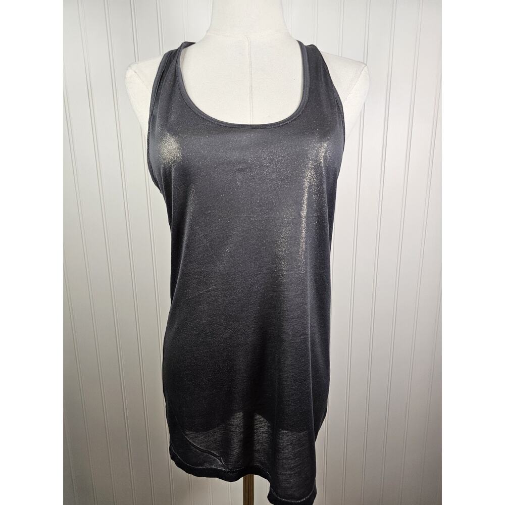 Free People Charcoal Metallic Tank Top Women's Size M NWT